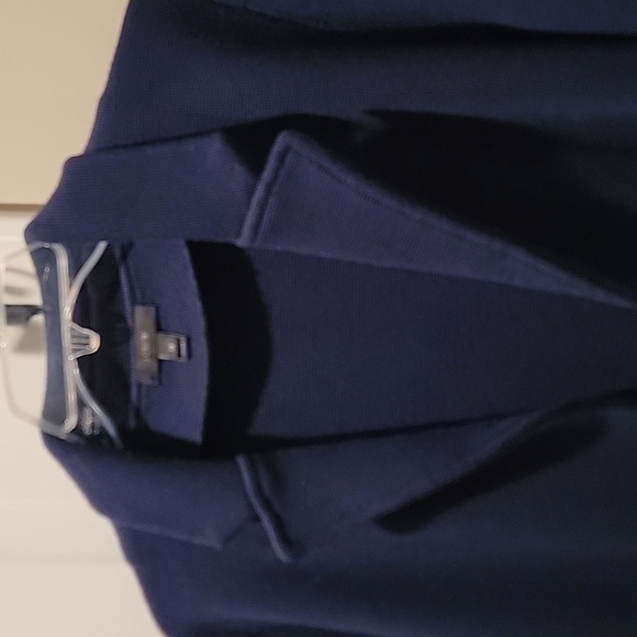 J. Cew Wool Open Front Sweater Blazer Knit Jacket Blue Merino wool size Xs - Picture 4 of 5